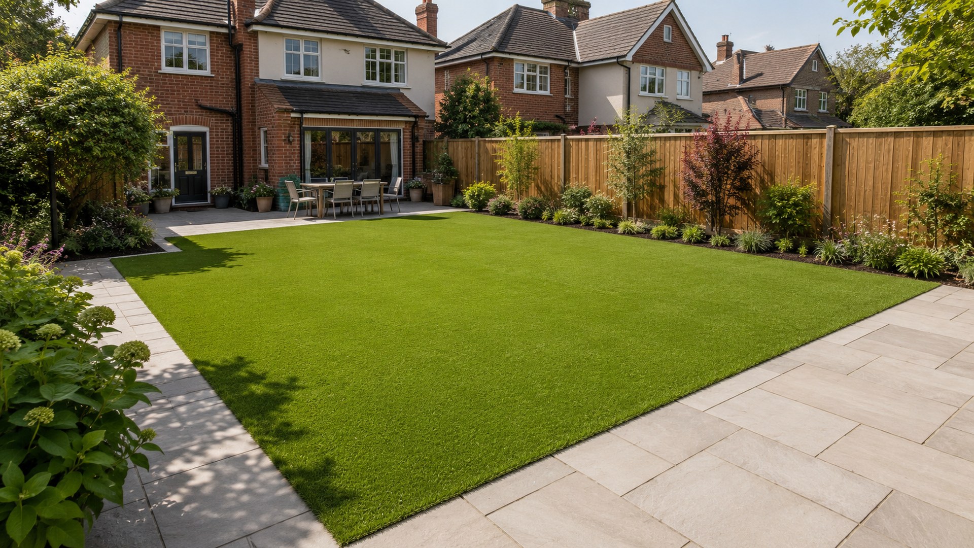 Artificial grass lawn installed by Cornerstone